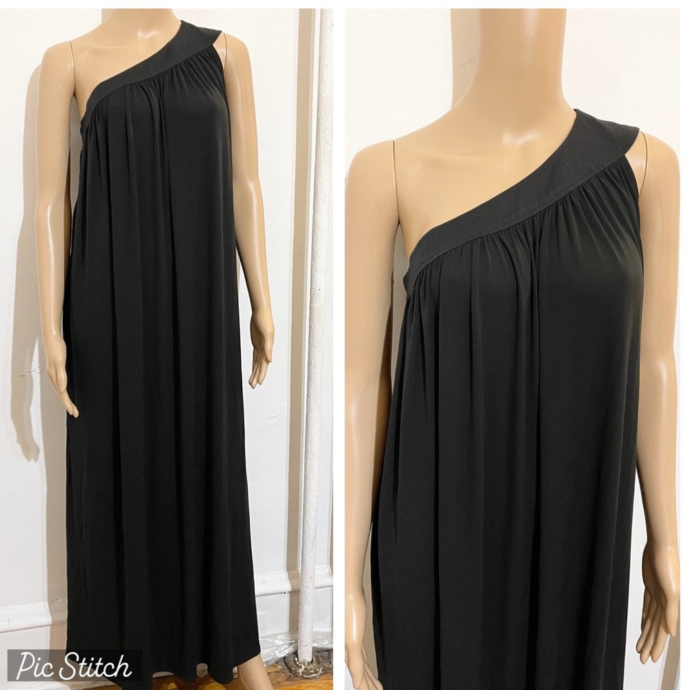 Derek Lam 10 Crosby linen trimmed one shoulder maxi dress evening sz small